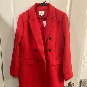 NWT: Red Pea Coat from LOFT (M)